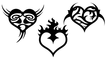 Tribal Heart Tattoo Set, Heart symbol,   Valentine's day, love, Heart tattoo, wedding symbol