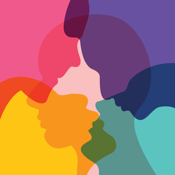 People, human concept. Abstract color background. Vector ilustration.