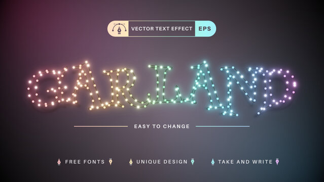 Garland - Editable Text Effect, Font Style