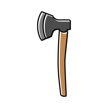 Broad Axe Hatchet Color Icon Vector Illustration