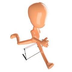 ハードル ジャンプ 3Dモデル ハードルを飛び越えるフィギュア パペット 透過PNG 黄色 オレンジ