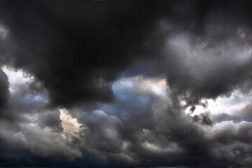 Stormy sky. The sky before the rain. It's going to rain soon. Black clouds. Photo for background. Copy space.