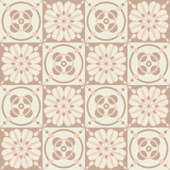 Creative ceramic tile beige trendy symmetrical square tile design vector illustration for design