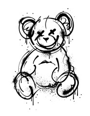 graffiti teddy bear illustration in street art style