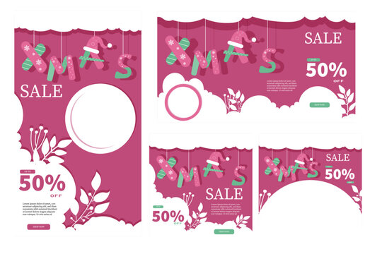 social media template set for christmas sale