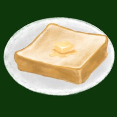 チョークで描いたトーストのイラスト／Toast illustration drawn in chalk