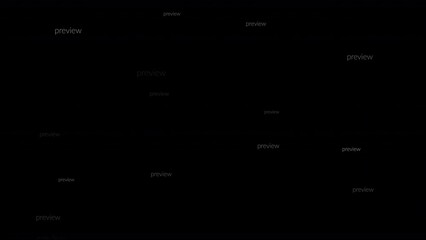 Dynamic watermark overlay, preview text on black background, Seamless loop.