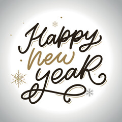 Vector illustration. Handwritten calligraphic brush lettering composition of Happy New Year 2023 on white background.