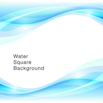 クリーンな水、きれいなミネラルウォーター、青い波のベクター正方形イラスト背景素材