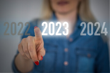 Concept of new 2023 business year with new ideas.