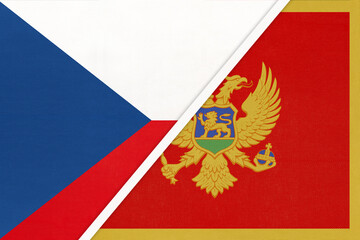 Czech Republic and Montenegro, symbol of country. Czechia vs Montenegrin national flags.