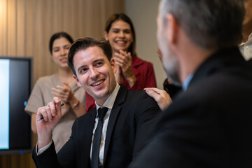 Group of multi-Ethnic businessman and businesswoman working in office.