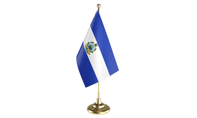 El Salvador table flag on white background, 3d rendering, isolated