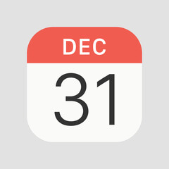 31 December icon isolated on background. Calendar symbol modern, simple, vector, icon for website design, mobile app, ui. Vector Illustration