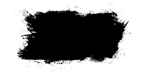 Fototapeta premium Black ink stain. Black paint, ink brush stroke, dark paint brush stain. Modern abstract banner with black ink stain brush on white background. Isolated abstact ink texture. Vector Illustration