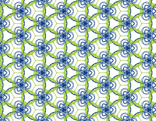 Blue and green seamless geometric pattern , Textile design.
