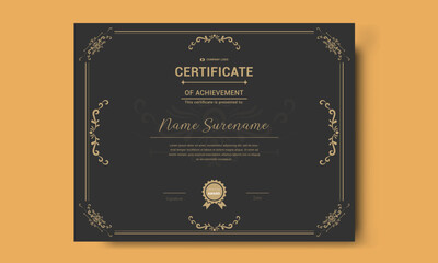 achievement certificate flourishes elegant vintage vector template
