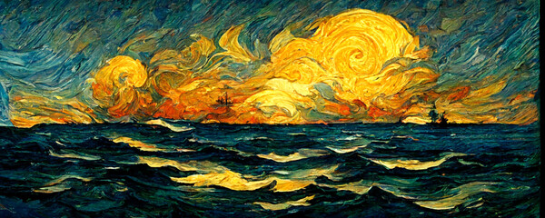 Sunset Van Gogh style