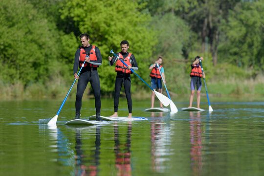 picture of a group of paddleboarders