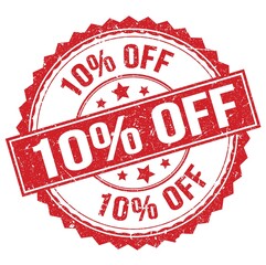 10% OFF text on red round stamp sign