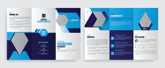 Multipurpose Trifold Brochure Design. Fold Brochure For Corporate Agency. 3 Fold, Z fold Brochure Poster Flyer Template. 
