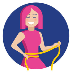 Losing weight square icon - diet, fitness, yoga