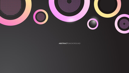 Dark background picture that uses pastel circle and rings shapes to be used in design. Usable for template, banner, card, and etc.
