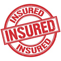 INSURED written word on red stamp sign