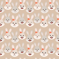 Naklejka premium New Year 2023. Pattern with smiling rabbit. Colorful vector illustration for holiday cards, wrapping paper, print, textile.