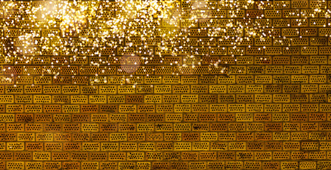 brick wall christmas background with shiny lights