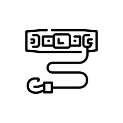 Rock climbing belt black line icon. Mountaineering harness.