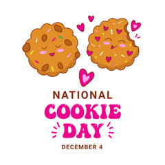 National Cookie Day 4th December. Funny chocolate sweet Cookie. Vector illustration in cartoon style