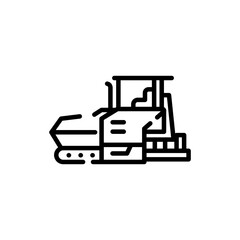 Asphalt paver car olor line icon. Road construction.