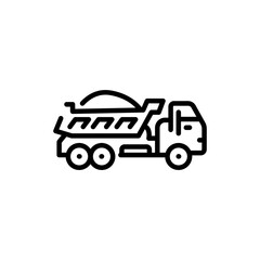 Bulk truck olor line icon. Road construction.