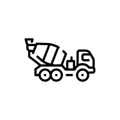 Concrete truck olor line icon. Road construction.