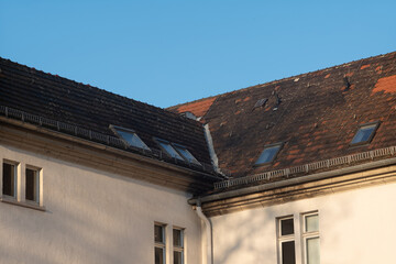 Tile roof of an older building