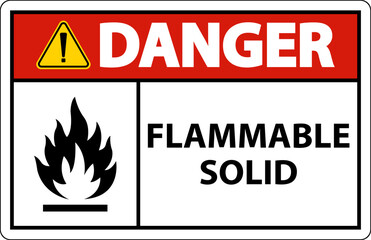 Danger Hazardous Signs Flammable Solid On White Background