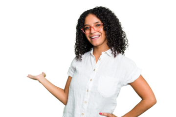 Young cute brazilian woman isolated showing a welcome expression.