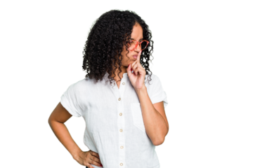 Young cute brazilian woman isolated keeping a secret or asking for silence.