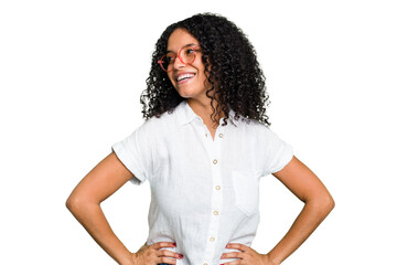 Young cute brazilian woman isolated confident keeping hands on hips.