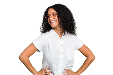 Young cute brazilian woman isolated confident keeping hands on hips.