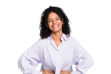 Young cute brazilian woman isolated happy, smiling and cheerful.