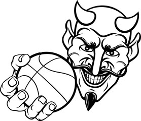 Devil Satan Basketball Sports Mascot Cartoon