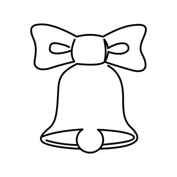 recommend clip art: Christmas bell line art drawing. Traditional church bell outline illustration. Hand drawn vector