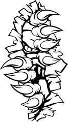 Monster With Talon Claw Tearing A Rip Through Wall