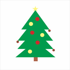 Simple and minimalist christmas tree icon illustration with its ornament for design.