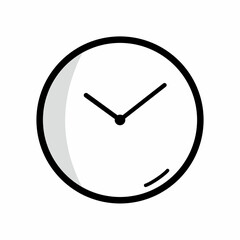 Simple and minimalist monochrome clock icon illustration for design.