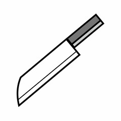 Simple knife illustration with white blade and grey handle.