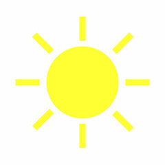 Sun icon with simple and minimalist design in yellow color. Can be used for design or illustration.