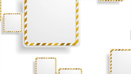 Grey and golden paper squares abstract hi-tech background